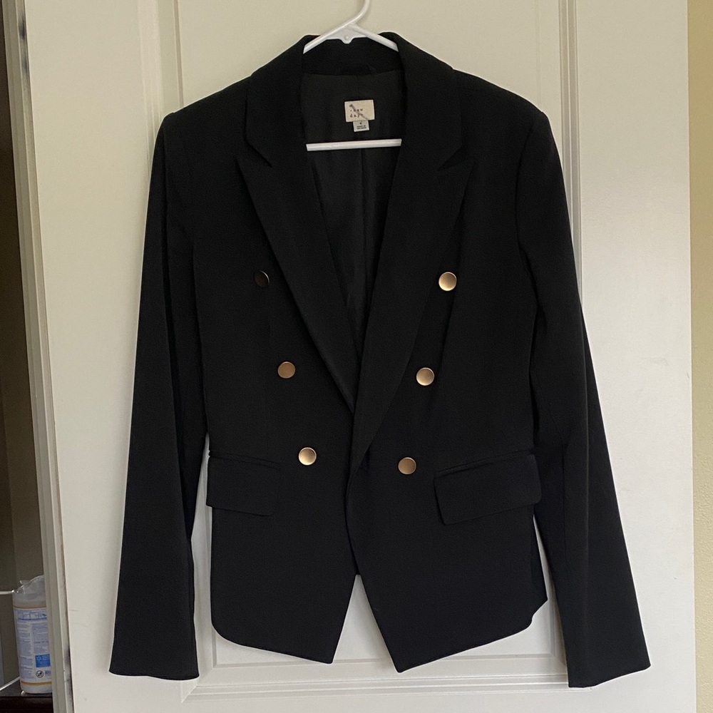 “A New Day” Black Blazer with Gold Buttons. New condition.